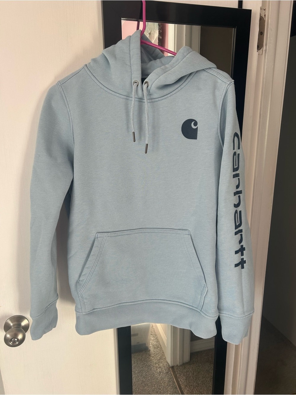 Carhartt Pale Blue Pullover Hoodie with Chest Logo